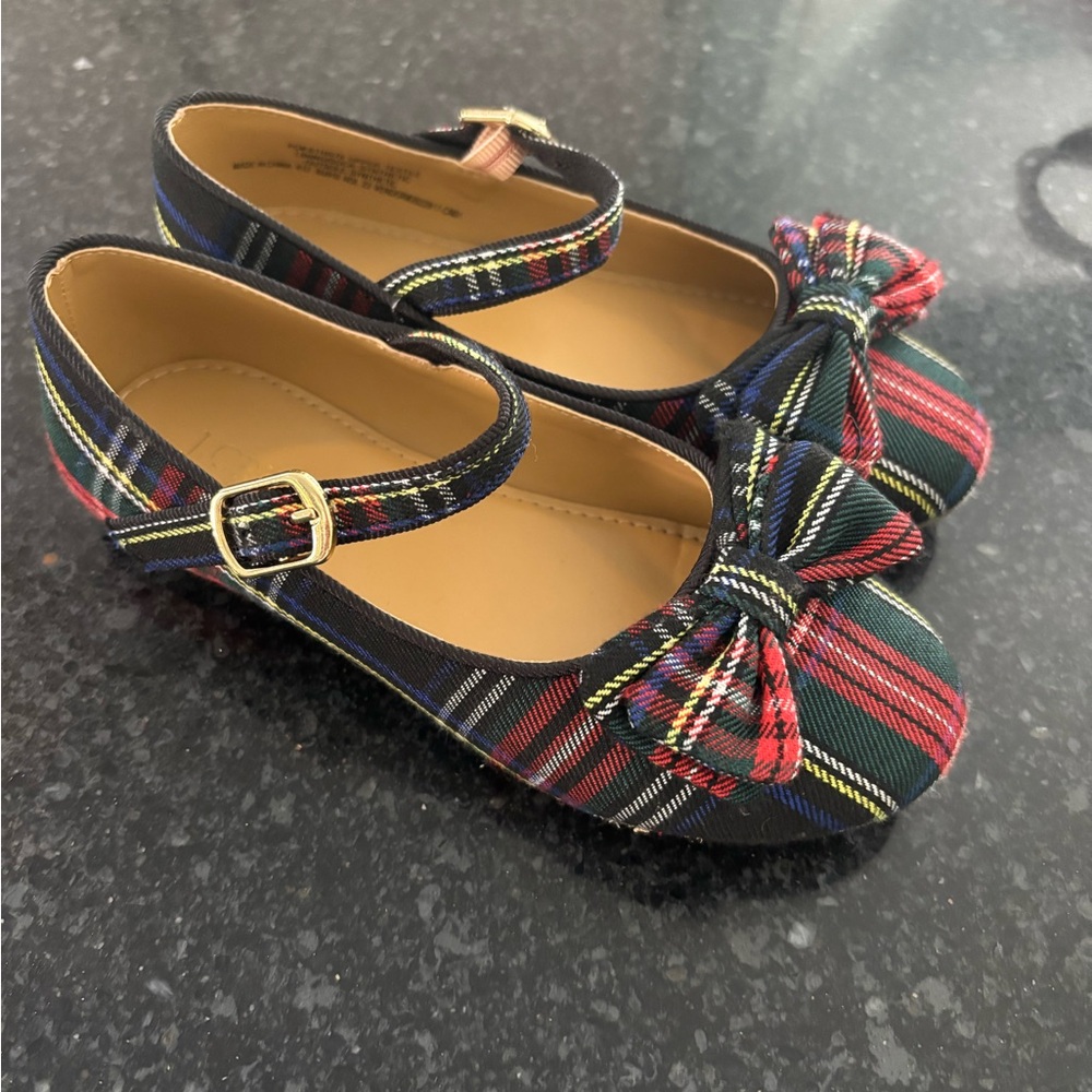Jcrew factory Plaid Kids Shoes with Bow size 12